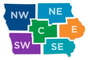 Regions map by county