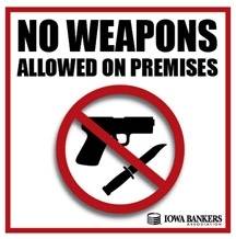No weapons signage for banks to use